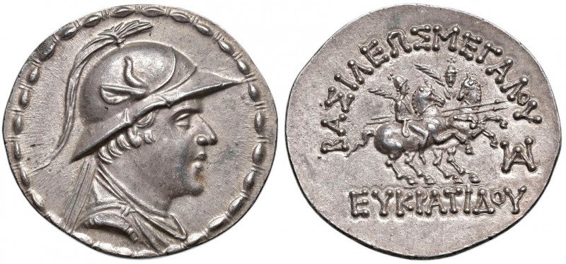 BACTRIANA Eucratide (170-145 a.C.) Tetradramma - Busto elmato a d. - R/ I Dioscu...