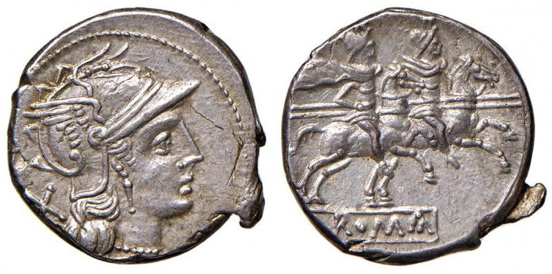 Anonime con simboli - Denario (211-170 a.C.) Testa di Roma a d. - R/ I Dioscuri ...