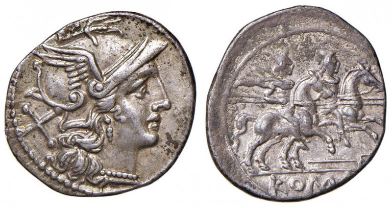Anonime - Denario (zecca siciliana, 209-208 a.C.) Testa di Roma a d. - R/ I Dios...