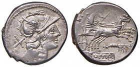 Anonime - Denario (179-170 a.C.) Testa di Roma a d. - R/ La Luna su biga a d., sotto, gambero - Cr. 156/1 AG (g 4,00)
SPL+