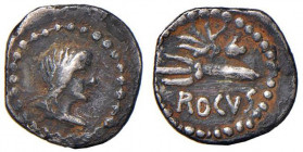 Crepereia - Q. Creperius M.F. Rocus - Sesterzio (72 a.C.) Busto femminile a d. - R/ tridente (?) - Cfr. Cr. 399 AG (g 0,82) RRRR Ex ArsAntiqua, Londra...