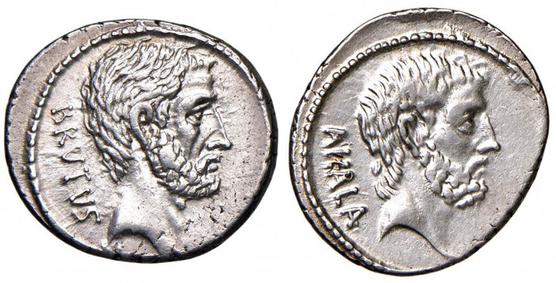 Junia - M. Junius Brutus - Denario (54 a.C.) Testa di L. Junius Brutus a d. - R/...