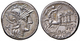 Maenia - P. Maenius Antiaticus M. f. - Denario (132 a.C.) Testa di Roma a d. - R/ La Vittoria su quadriga a d. - B. 7; Cr. 249/1 AG (g 3,99) Bellissim...