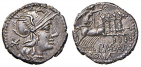 Maenia - P. Maenius Antiaticus M. f. - Denario (132 a.C.) Testa di Roma a d. - R/ La Vittoria su quadriga a d. - B. 7; Cr. 249/1 AG (g 3,82) Bellissim...