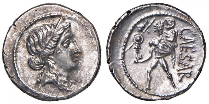Cesare (+ 44 a.C.) Denario (zecca africana, 47-46 a.C.) Testa di Venere a d. - R...