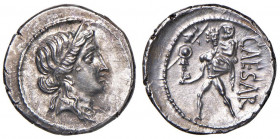 Cesare (+ 44 a.C.) Denario (zecca africana, 47-46 a.C.) Testa di Venere a d. - R/ Enea con Anchise sulle spalle - B. 10; Cr. 458/1 AG (g 3,99) Una min...