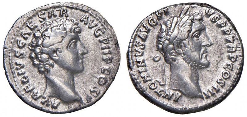 Antonino Pio e Marco Aurelio (138-161) Denario - Testa a d. - R/ Testa di Marco ...