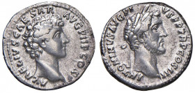 Antonino Pio e Marco Aurelio (138-161) Denario - Testa a d. - R/ Testa di Marco Aurelio a d. - RIC 417 AG (g 2,83)
qSPL