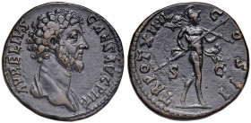 Marco Aurelio (cesare, 139-161) Sesterzio - Testa a d. - R/ Marte andante a d. - RIC 1352Ba AE (g 24,18) R Bell’esemplare
qSPL