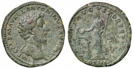 Marco Aurelio (161-180) Sesterzio - Testa laureata a d. - R/ La Salute stante a s. - RIC 844 AE (g 24,50) Bella patina verde
BB+