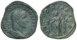 Gordiano III (238-244) Sesterzio - Busto laureato a d. - R/ La Vittoria stante a s. - RIC 338 AE (g 21,28) Bellissimo esemplare con patina verde intat...