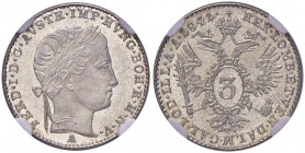 AUSTRIA Ferdinando I (1835-1848) 3 Kreuzer 1841 A - AG In slab NGC MS66+ 6141752-006. Eccezionale con i fondi a specchio
FDC