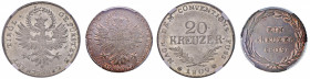 TIROLO Insurrezione (1809) 20 Kreuzer e Kreuzer 1809 - KM 149, 148 AG, CU Lotto di due monete entrambe in slab: il 20 Kreuzer in slab NGC MS64 5883931...