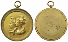 EPOCA NAPOLEONICA Medaglia 1809 Napoleone e Giuseppina - Cliché in cornice d’epoca protetta da vetro con appiccagnolo e anello originali. Busti accoll...