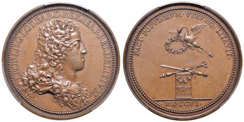 Leopoldo II di Lorena - Medaglia 1706 - AE (g Ø 54 mm) In slab PCGS SP64 “bronze...