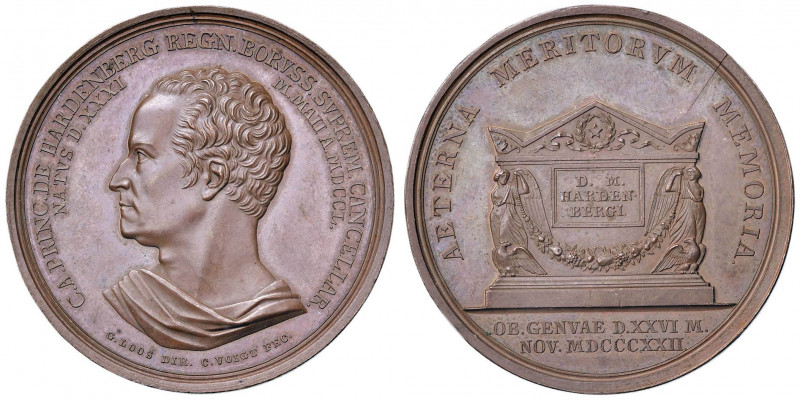 GERMANIA Medaglia 1822 morte del cancelliere prussiano Karl August Freiherr von ...