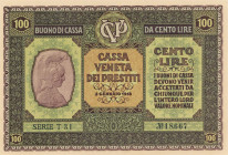 Cassa Veneta dei Prestiti 100 Lire 2/01/1918 serie T31-18667 - GIG. CVP8A Piega a croce ma biglietto molto fresco
qSPL
