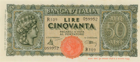 Banca d’Italia 50 Lire Italia Turrita 10/12/1944 R109/059952 - GIG. BI13A
FDS