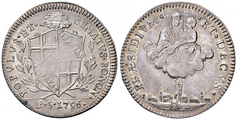 BOLOGNA Governo Popolare (1796-1797) Mezzo scudo da 5 paoli 1796 - MIR 59/1 AG (...
