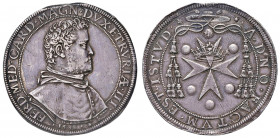 FIRENZE Ferdinando I (1587-1609) Piastra 1588 Busto cardinalizio - MIR 201/3 AG (g 32,41) R Appiccagnolo rimosso. Fondi bulinati. Tipo di leggenda al ...