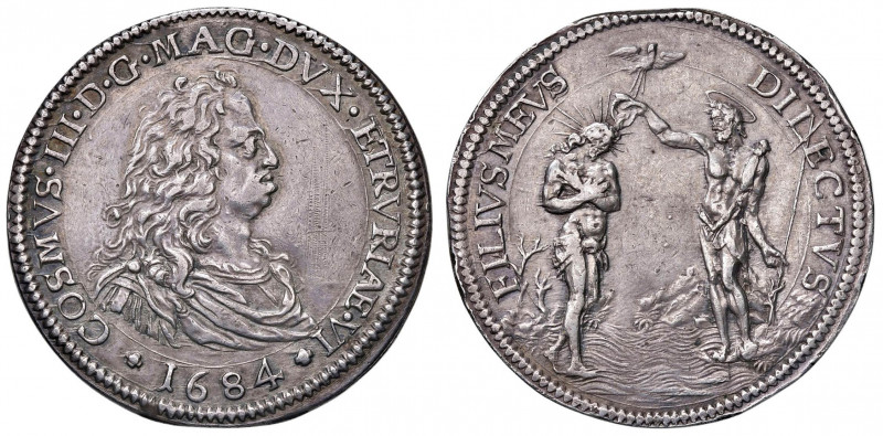 FIRENZE Cosimo III (1670-1723) Piastra 1684 - MIR 329/2 AG (g 30,85) RR Graffiet...