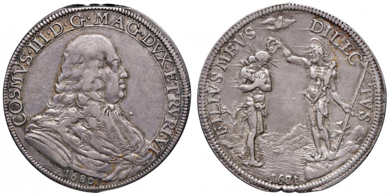 FIRENZE Cosimo III (1670-1723) Piastra 1680/1681 - MIR 328 AG (g 30,99) RR Difet...