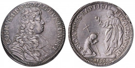 FIRENZE Cosimo III (1670-1723) Mezza piastra 1676 - MIR 331 AG (g 15,54) R Rara variante con BAPTIST al R/
BB+