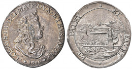 LIVORNO Cosimo III (1670-1723) Tollero 1680 - MIR 64/3 (indicato R/3) AG (g 27,16) RRR Esemplare dalla curiosa forma molto concava, minime screpolatur...