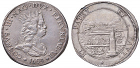 LIVORNO Cosimo III (1670-1723) Tollero 1694 - MIR 64/10 AG (g 25,64) RR Delicata patina iridescente
SPL