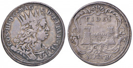 LIVORNO Cosimo III (1670-1723) Quarto di tollero 1683 - MIR 76 AG (g 6,63) RR Graffietti al D/, bella patina. Tipologia rara a trovarsi senza difetti...