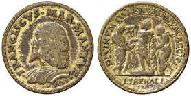 MANTOVA Francesco II Gonzaga (1484-1519) Prova del doppio testone o medaglia - CNI 24 MD (g 13,94 - Ø 32 mm) RR Attribuita a Gian Carlo Cavalli o Bart...
