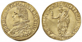MANTOVA Ferdinando Gonzaga (1612-1626) Doppia 1616 - MIR. 583 (indicato R/4) AU (g 6,51) RRRR Splendido esemplare di questa rarissima moneta. Ravegnan...