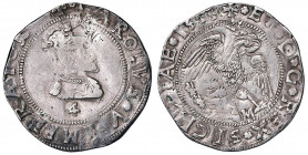 MESSINA Carlo V (1519-1556) 4 Tarì 1555 - MIR 287/1 AG (g 11,75) Ribattuta, tracce di ossidazione
BB