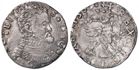 MESSINA Filippo II (1556-1598) 4 Tarì 1559 (?) - MIR 317/4 AG (g 11,67) Ribattuta, tracce di ossidazione
BB