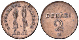 MILANO Repubblica Italiana (1802-1803) Progetto del 2 Denari A. II - Crippa 11 CU (g 3,23) RR Segnetti da pulizia
qFDC