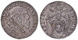 Gregorio XIII (1572-1585) Ancona - Testone - cfr. Munt. 297 (interessante per la testa leonina posta al di sopra dello stemma, simbolo che riteniamo a...