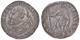 Clemente VIII (1592-1605) Giulio - Munt. 57 AG (g 3,24) RRRR Moneta di apparizione estremamente rara, schiacciatura di conio al R/, ma D/ in stato di ...