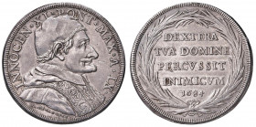 Innocenzo XI (1676-1689) Piastra 1684 A. IX - Munt. 29 AG (g 31,84) Graffi al D/. Leggermente lucidata
BB/BB+