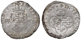 Emanuele Filiberto (1553-1580) 4 Soldi 1576 T - MIR 596af MI (g 4,46) Esemplare contromarcato con scudetto sabaudo al R/, ossidazione al margine del R...