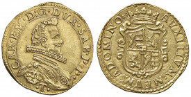 Carlo Emanuele I (1580-1630) Quadrupla - MIR 576a AU (g 13,38) RRRR Splendido esemplare che per le caratteristiche del ritratto si deve collocare vers...