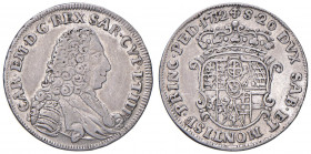 Carlo Emanuele III (1730-1773) Lira 1732 - Nomisma 23 AG (g 5,94) RRR Minimi graffietti nel campo del R/ e modestissimi depositi
qSPL/SPL