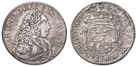 Carlo Emanuele III (1730-1773) Mezza lira 1733 - Nomisma 28 AG (g 2,90) RRR Modesta porosità e leggermente lucidato al D/
BB+
