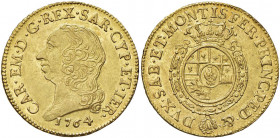 Carlo Emanuele III (1730-1773) Doppia 1764 - Nomisma 120; MIR 943i AU (g 9,60) RR Minime abrasioni lungo il bordo ma bellissimo esemplare
qFDC