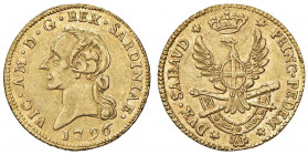 Vittorio Amedeo III (1773-1796) Mezza doppia 1796 - Nomisma 318 (indicato R/5 senza valutazione); MIR 1094l (indicato R/10 senza valutazione) AU (g 4,...