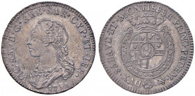 Vittorio Amedeo III (1773-1796) Quarto di scudo 1793 - Nomisma 362 AG (g 8,83) RRR Conservazione eccezionale con delicata patina di vecchia raccolta, ...