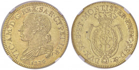 Vittorio Amedeo III (1773-1796) Mezzo carlino 1774 - Nomisma 434 AU RRRR In slab NGC AU58 5781652-008
SPL+