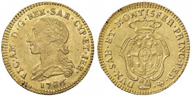 Vittorio Amedeo III (1773-1796) Doppietta 1786 - Nomisma 436 (indicato R/4) AU (g 3,23) RRRR
SPL+