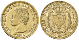 Carlo Felice (1821-1831) 80 Lire 1826 T - Nomisma 525 AU Insignificanti segnetti da contatto ma splendido esemplare dal metallo brillante
FDC
