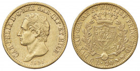 Carlo Felice (1821-1831) 20 Lire 1831 T senza punto dopo REX - Nomisma 555 AU R Graffietto al D/
qBB/BB