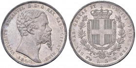 Vittorio Emanuele II (1849-1861) 5 Lire 1850 G - Nomisma 771 AG R Lieve difetto di conio al bordo
FDC